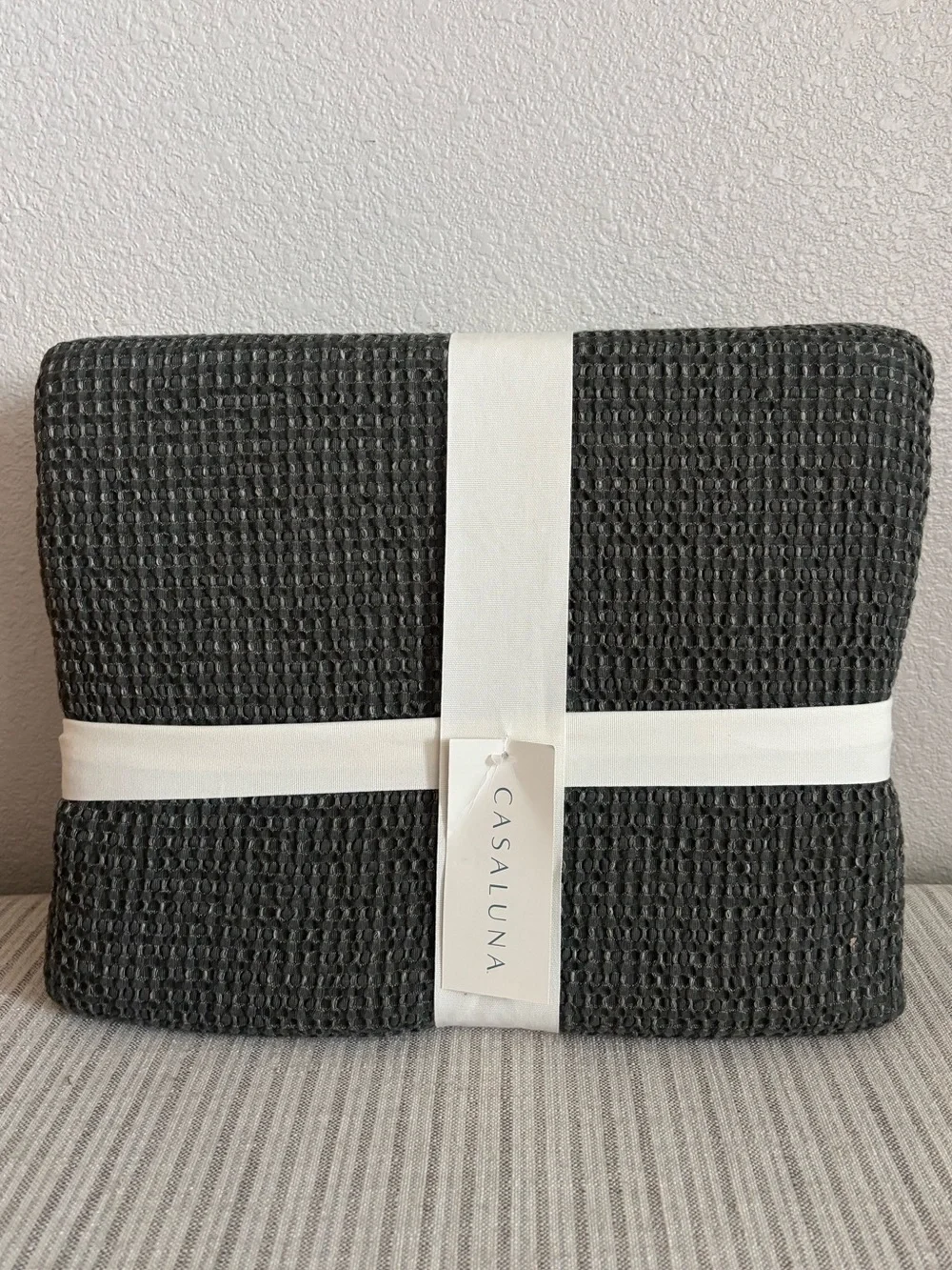 NWT King Textured Waffle Coverlet Olive Green - Casaluna
